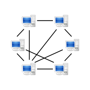 無中心伺服器的對等網路系統（來源：維基百科）